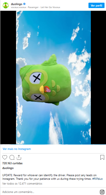Duolingo anuncia morte do seu mascote e gera buzz em marketing